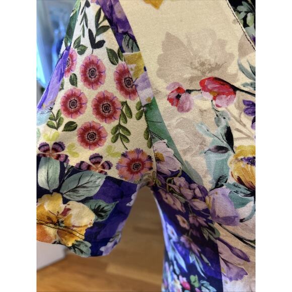 JOHNNY WAS LA Floral Patchwork Print Viscose Bamboo/Spandex Stretch Tee S loose - Picture 12 of 16